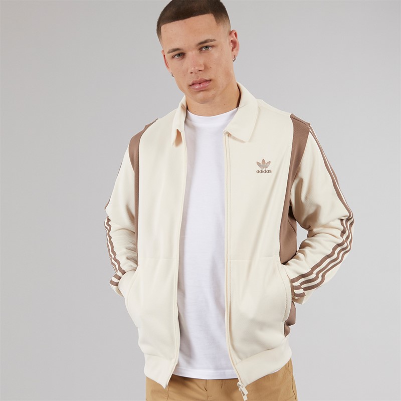 adidas Originals Mens Adicolor Panel Track Top Wonder White/Trace Brown Wonder White / Trace Brown