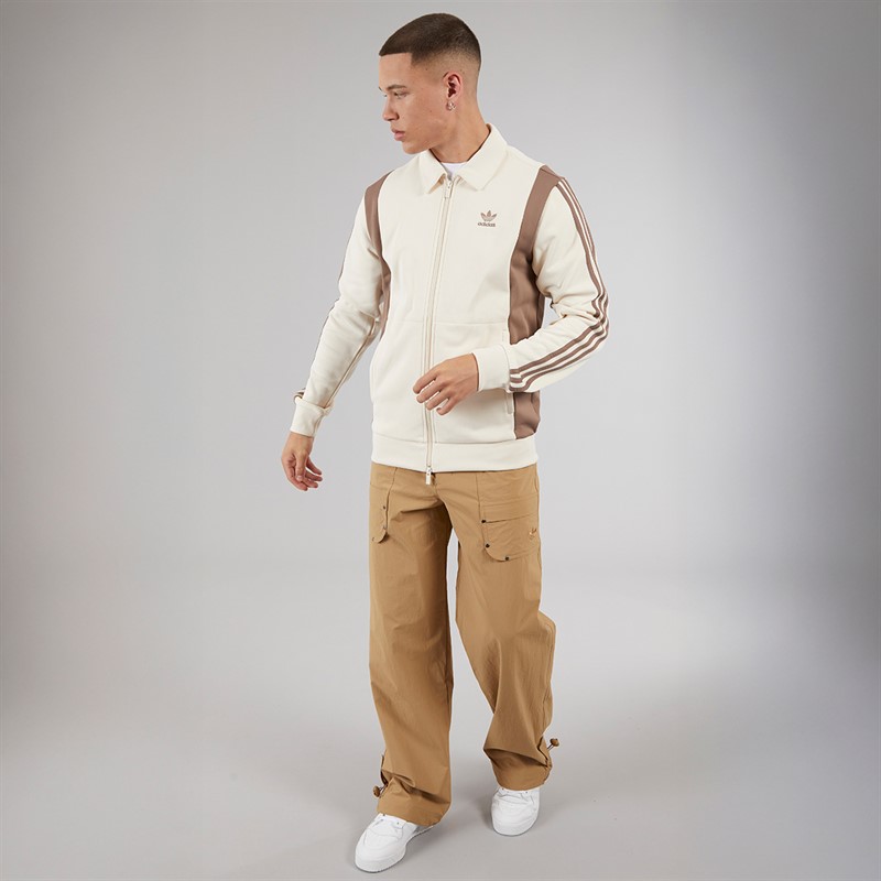 adidas Originals Mens Adicolor Panel Track Top Wonder White/Trace Brown Wonder White / Trace Brown