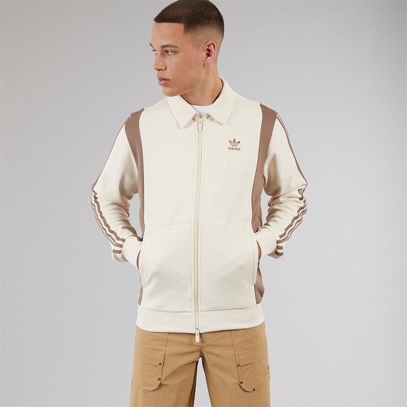 adidas Originals Mens Adicolor Panel Track Top Wonder White/Trace Brown Wonder White / Trace Brown