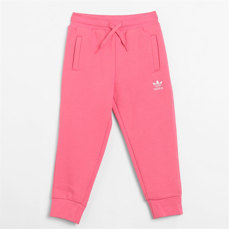 adidas Originals Infant Girls Trefoil Essentials Crew Sweatshirt And Joggers Set Pink Fusion