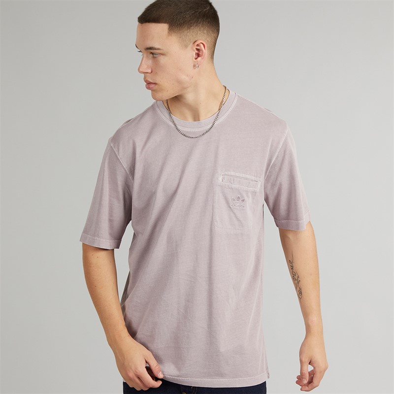 adidas Originals Mens Trefoil Essentials + Dye Pocket T-Shirt Preloved Fig