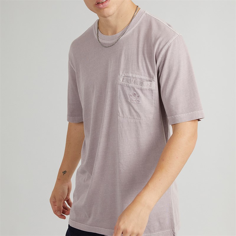 adidas Originals Mens Trefoil Essentials + Dye Pocket T-Shirt Preloved Fig