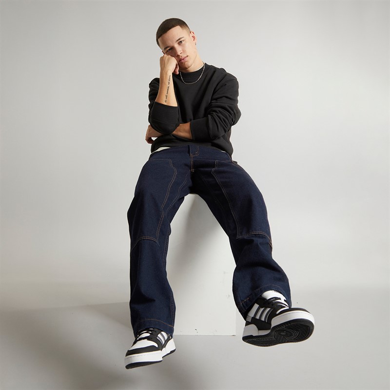 adidas Originals Mens Adicolor Contempo Crew Premium Essentials French Terry Sweatshirt Black