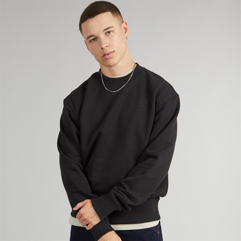 adidas Originals Mens Adicolor Contempo Crew Premium Essentials French Terry Sweatshirt Black