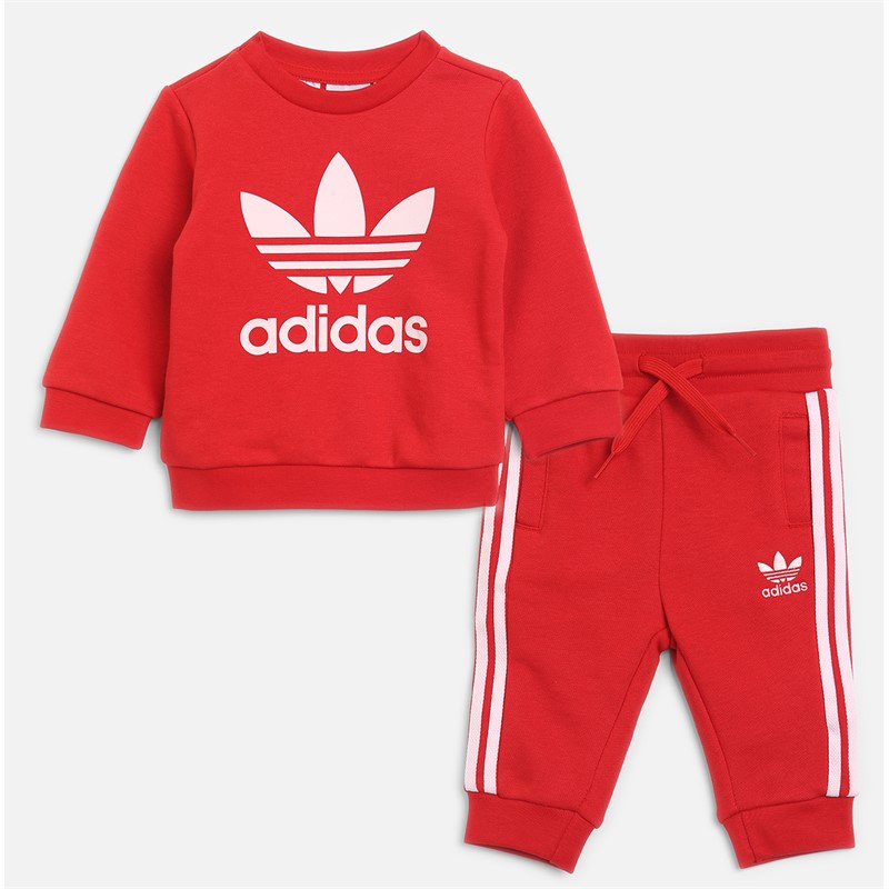 adidas Originals Infant Boys Adicolor Graphic Crew Sweatshirt And Joggers Set Better Scarlet