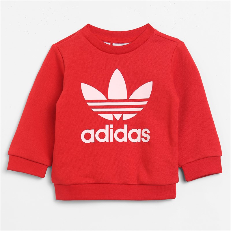 adidas Originals Infant Boys Adicolor Graphic Crew Sweatshirt And Joggers Set Better Scarlet