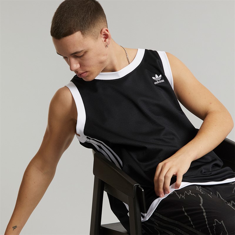 adidas Originals Mens Adicolor Mock Eylet Vest Black