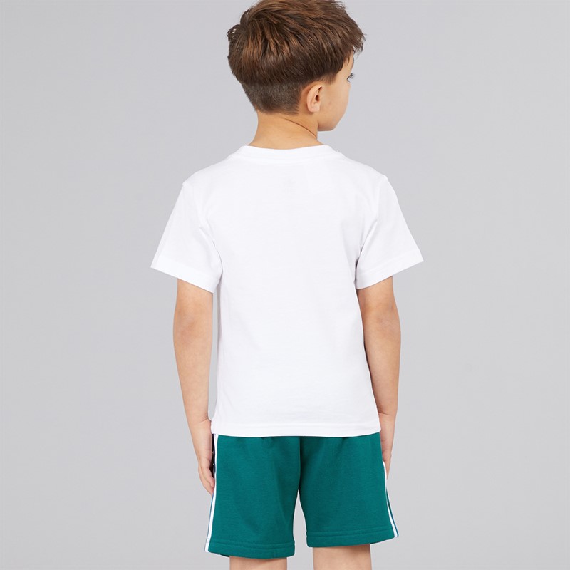 adidas Originals Junior Boys Adicolor Trefoil Graphic T-Shirt And Shorts Set Legacy Teal/White