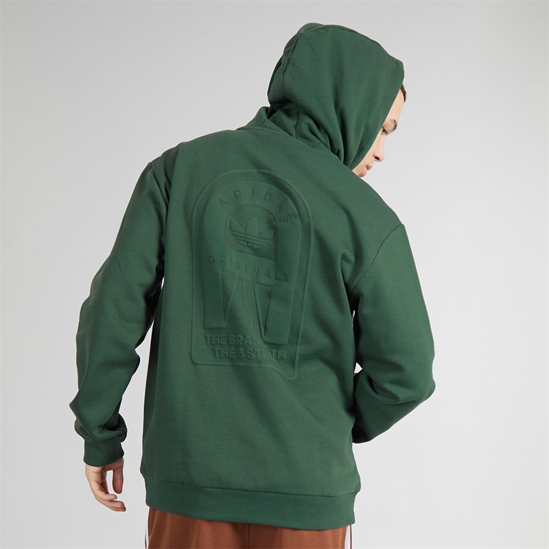adidas Originals Mens Graphic Back Hoodie Mineral Green