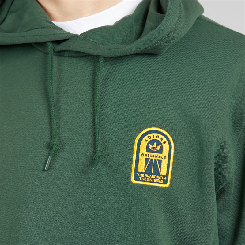 adidas Originals Mens Graphic Back Hoodie Mineral Green