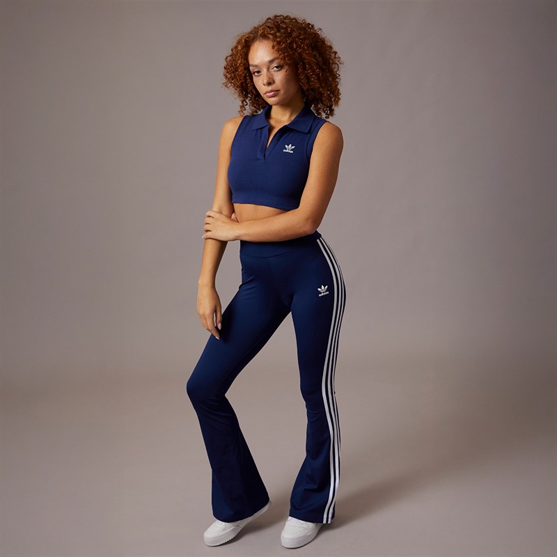 adidas Originals Womens Adicolor Flared Leggings Dark Blue