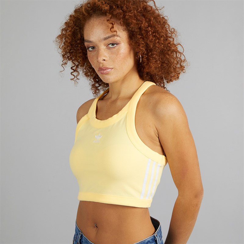 adidas Originals Womens Adicolor Classics 3-Stripes Short Tank Top Almost Yellow