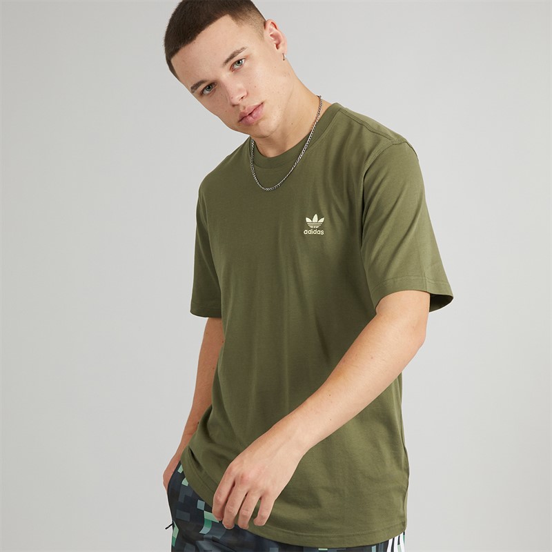 adidas Originals Mens Trefoil Essentials T-Shirt Olive Strata