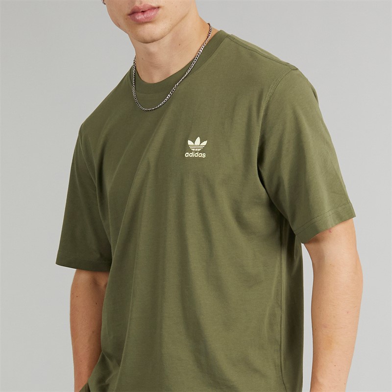 adidas Originals Mens Trefoil Essentials T-Shirt Olive Strata