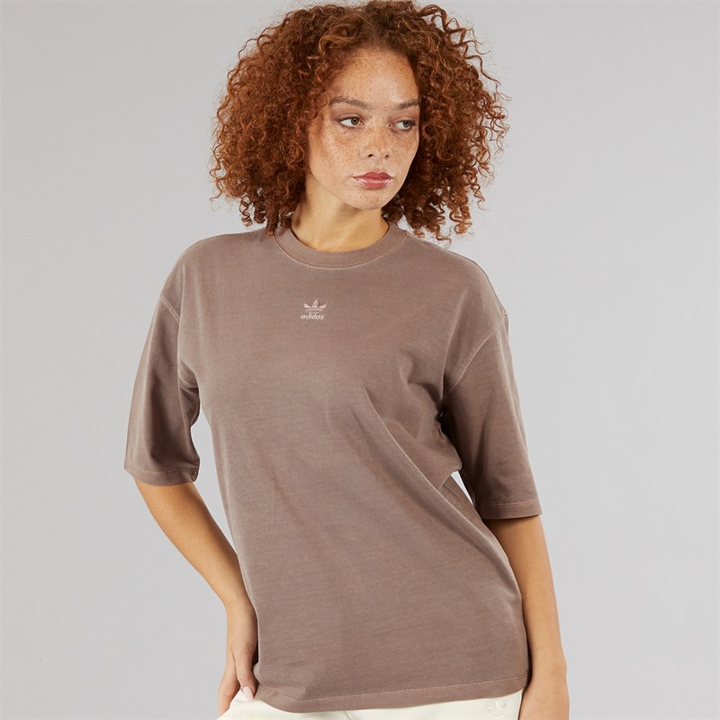 adidas Originals Womens Trefoil Essentials Oversized T-Shirt Trace Brown