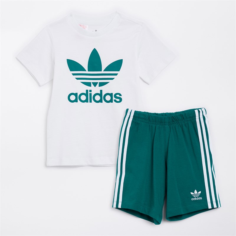 adidas Originals Infant Boys Adicolor Trefoil Graphic T-Shirt And Shorts Set Legacy Teal/White