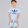 adidas Originals Boys Adicolor Trefoil Graphic T-Shirt And Shorts Set Clear Sky
