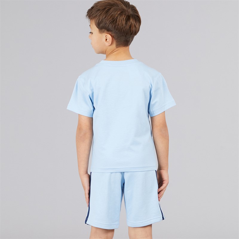 adidas Originals Boys Adicolor Trefoil Graphic T-Shirt And Shorts Set Clear Sky