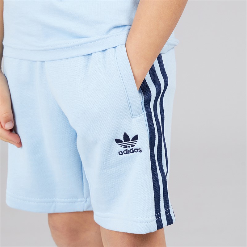 adidas Originals Boys Adicolor Trefoil Graphic T-Shirt And Shorts Set Clear Sky