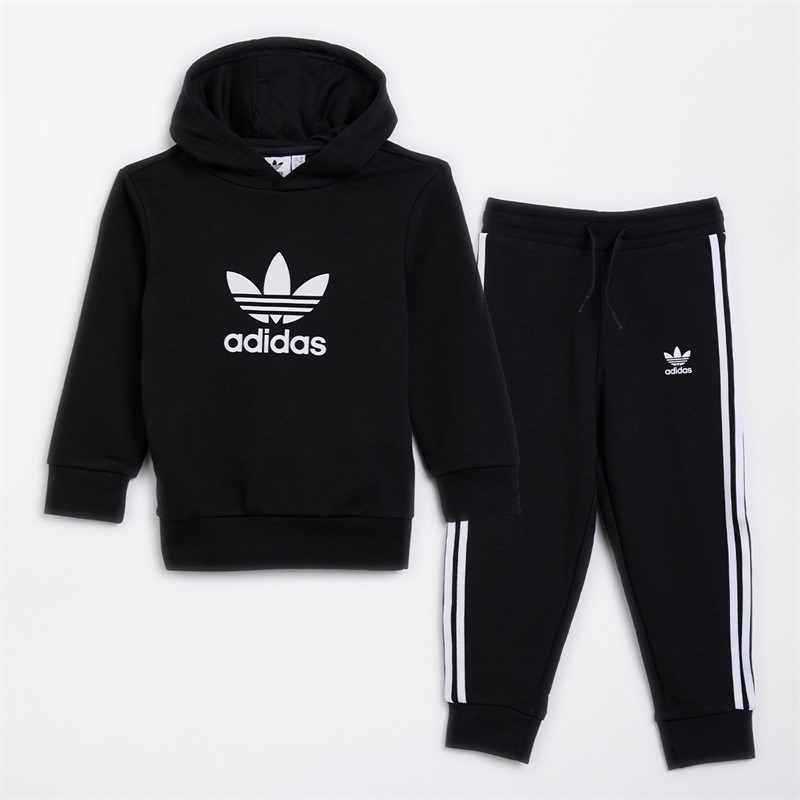 adidas Originals Infant Boys Adicolor Trefoil Hoodie And Jogger Set Black/White