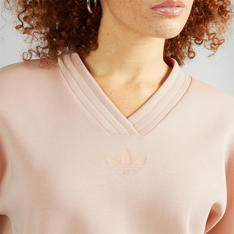 adidas Originals Womens Deep V-Neck Sweatshirt Ash Pearl
