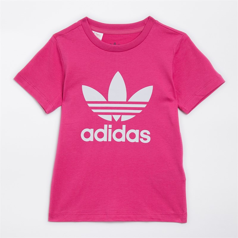 adidas Originals Infant Girls Adicolor Trefoil T-Shirt Semi Lucid Fuchsia