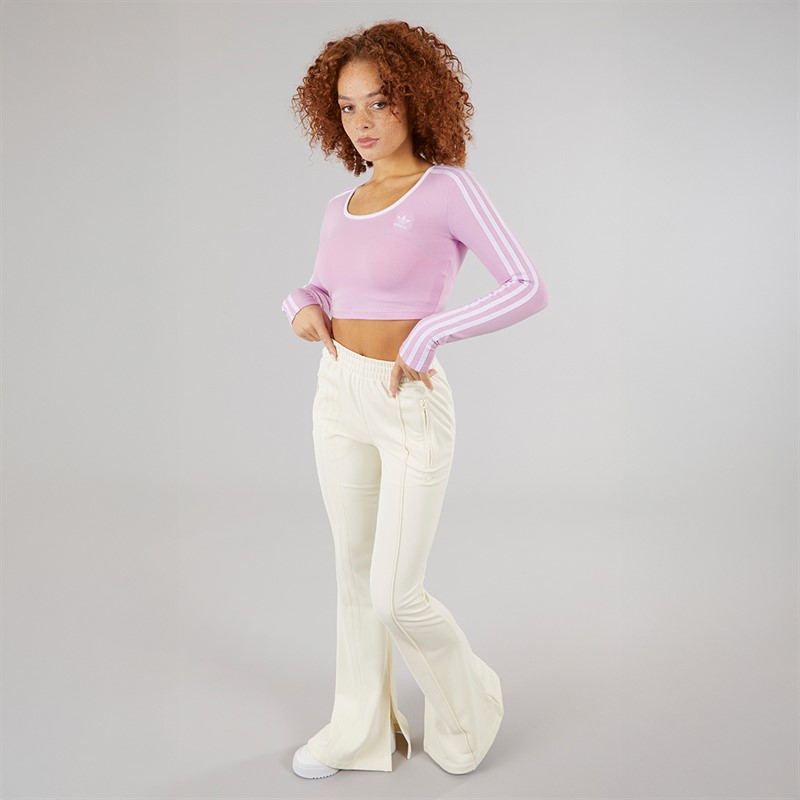 adidas Originals Womens Adicolor 3-Stripes Long Sleeve Crop Top Light Orchid