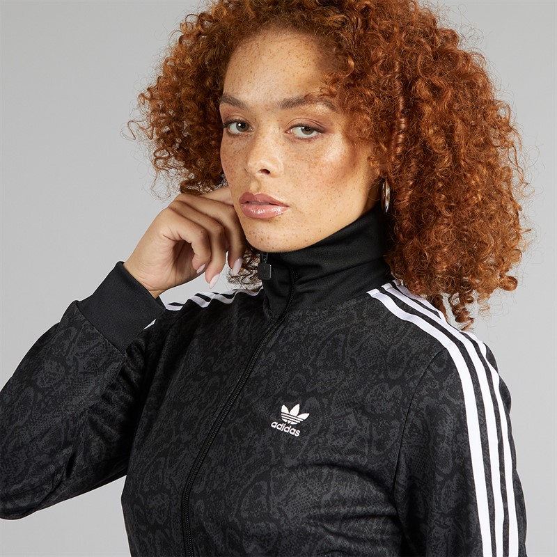 adidas Originals Womens Snake All Over Print Firebird Track Top Black/Multicolor