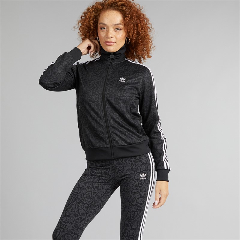 adidas Originals Womens Snake All Over Print Firebird Track Top Black/Multicolor