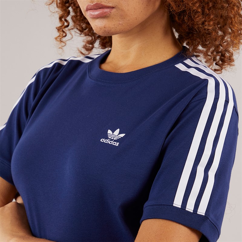 adidas Originals Womens Adicolor 3-Stripes T-Shirt Dark Blue