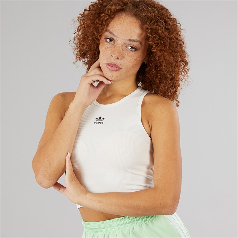 adidas Originals Womens Trefoil Essentials Ribbed Tank Top Cloud White