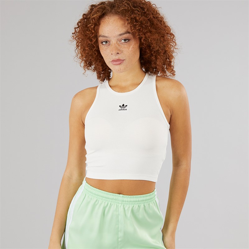 adidas Originals Womens Trefoil Essentials Ribbed Tank Top Cloud White