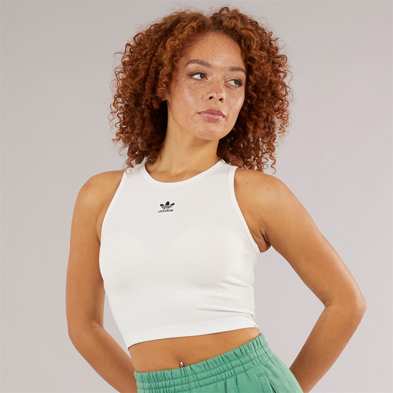 adidas Originals Womens Trefoil Essentials Ribbed Tank Top Cloud White