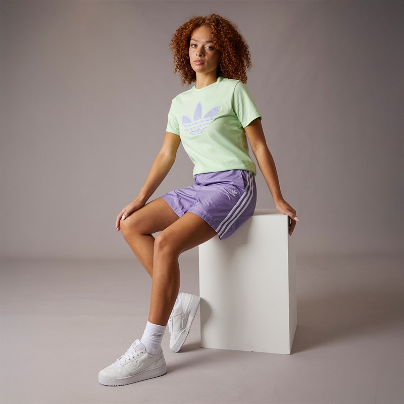 adidas Originals Womens Monogram Trefoil T-Shirt Semi Green Spark