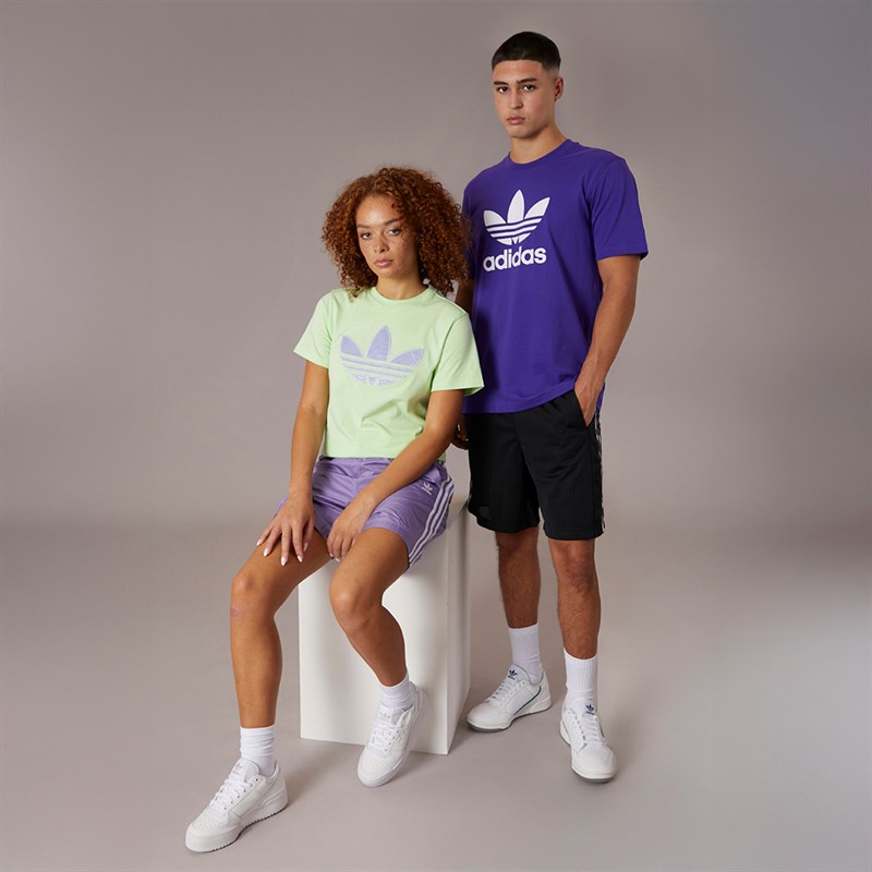 adidas Originals Womens Monogram Trefoil T-Shirt Semi Green Spark