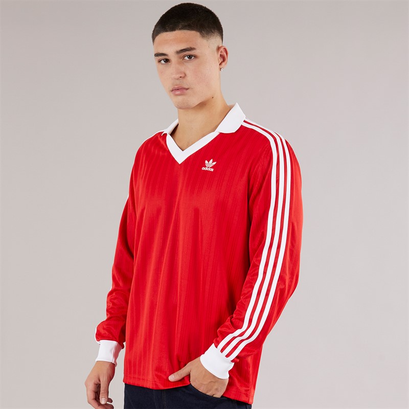 adidas Originals Mens Adicolor Pique Football Long Sleeve Jersey Better Scarlet