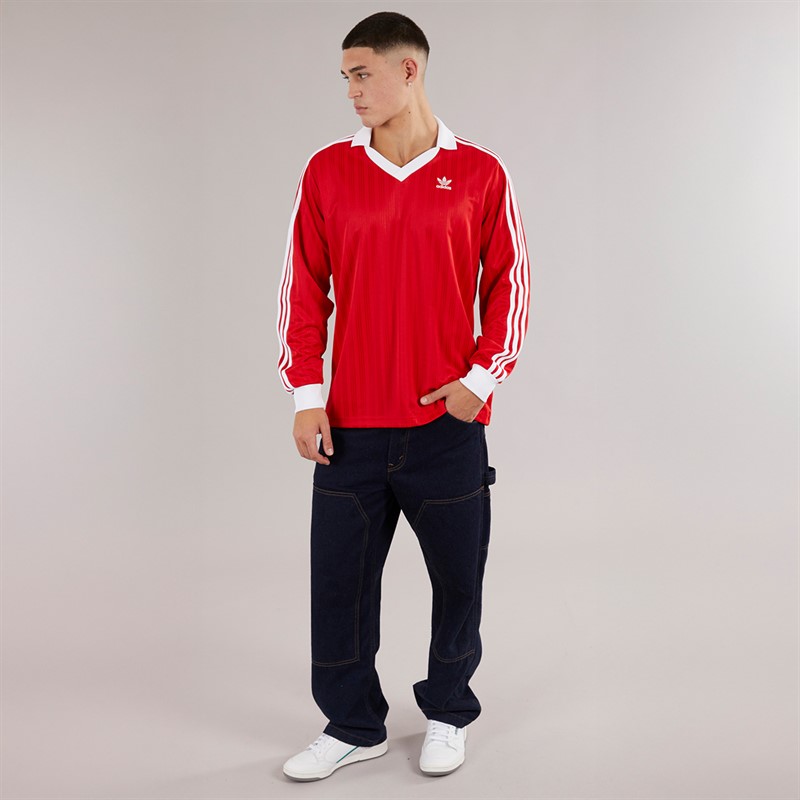 adidas Originals Mens Adicolor Pique Football Long Sleeve Jersey Better Scarlet