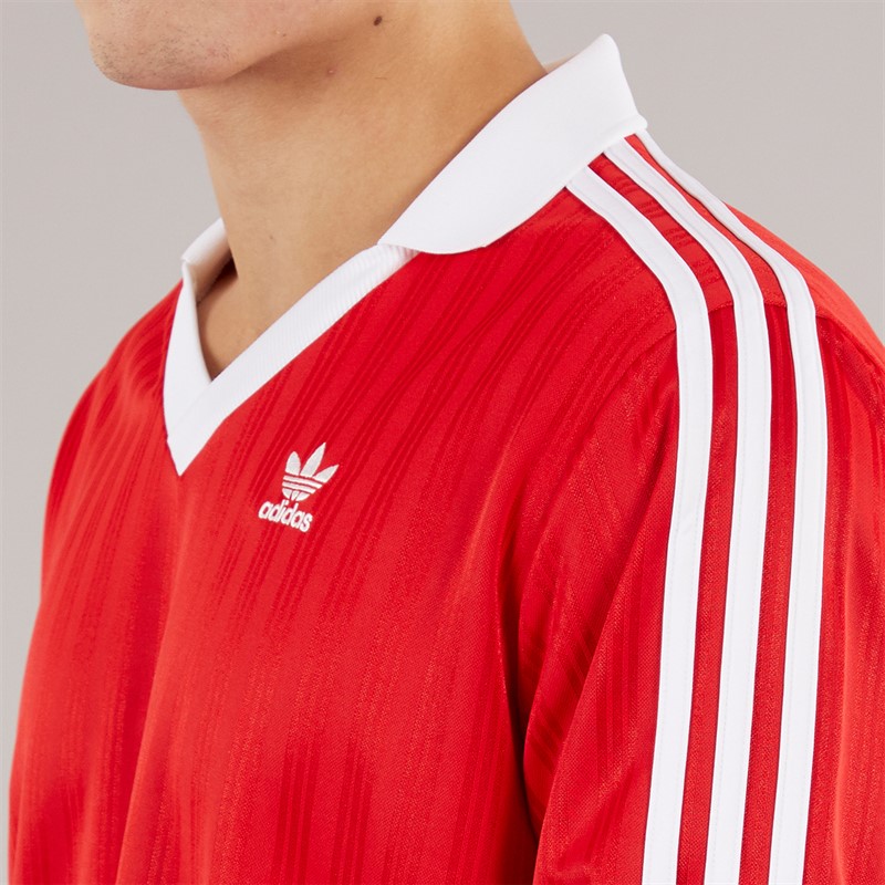 adidas Originals Mens Adicolor Pique Football Long Sleeve Jersey Better Scarlet