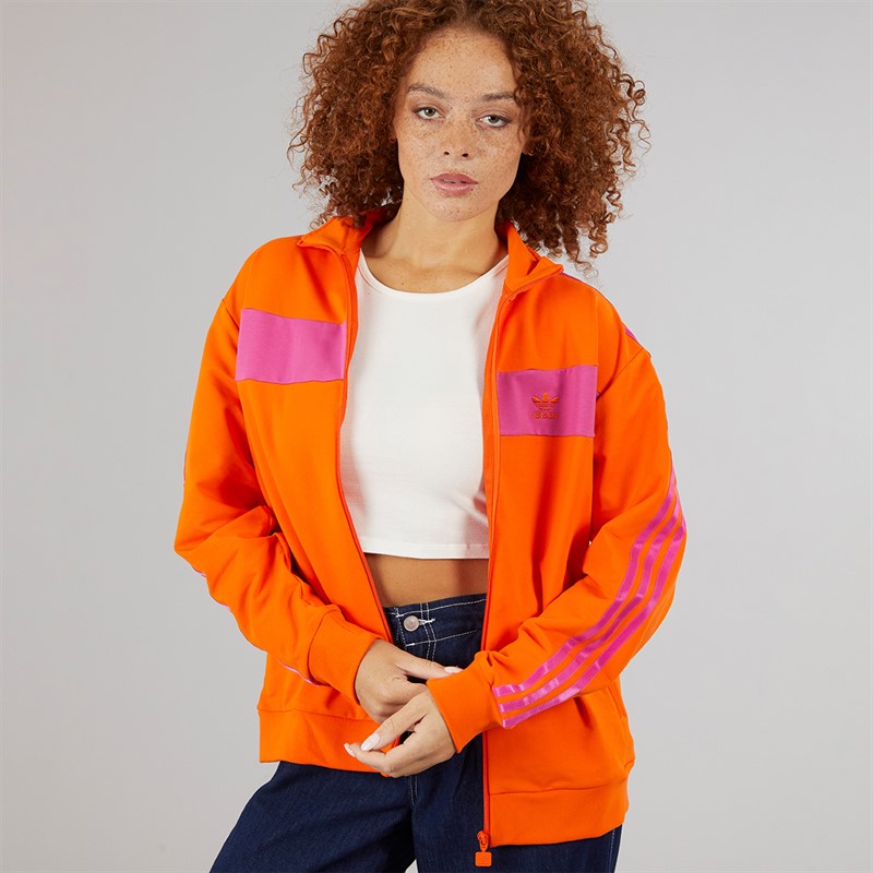 adidas Originals Womens Colorblock Track Top Orange/Semi Lucid Fuchsia