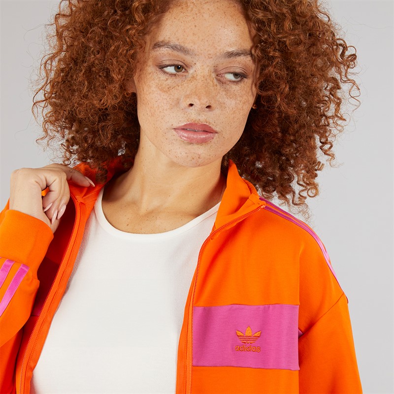 adidas Originals Womens Colorblock Track Top Orange/Semi Lucid Fuchsia