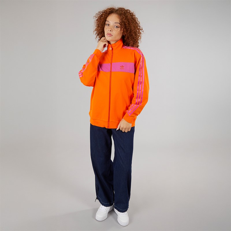 adidas Originals Womens Colorblock Track Top Orange/Semi Lucid Fuchsia