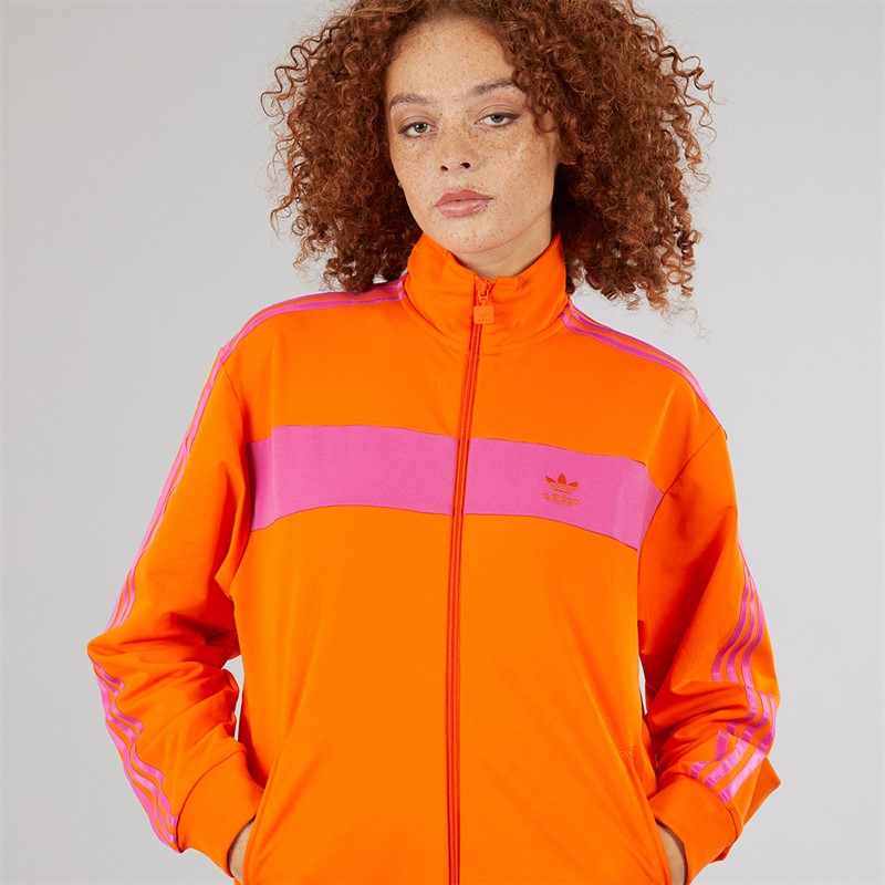 adidas Originals Womens Colorblock Track Top Orange/Semi Lucid Fuchsia