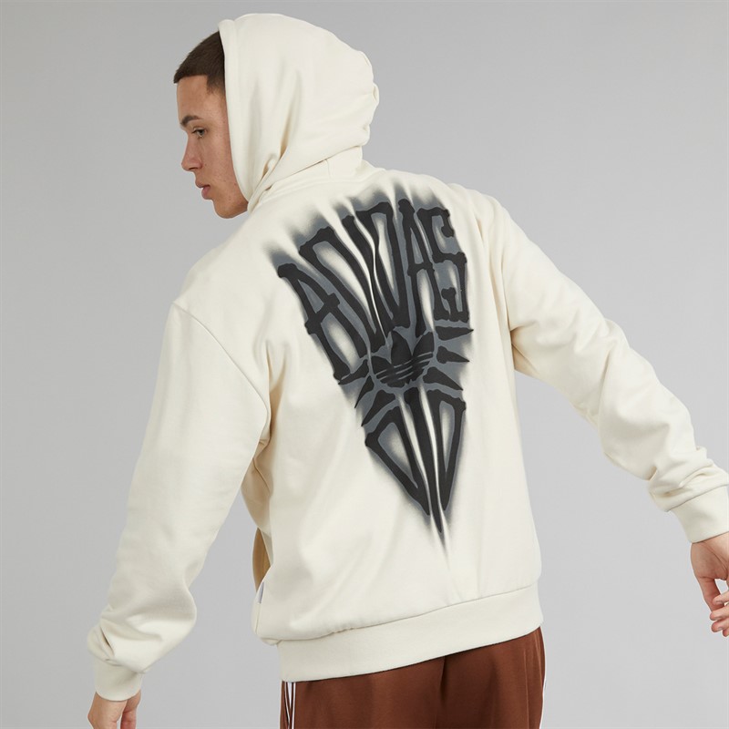 adidas Originals Mens Skeleton Graphic Back Hoodie Wonder White