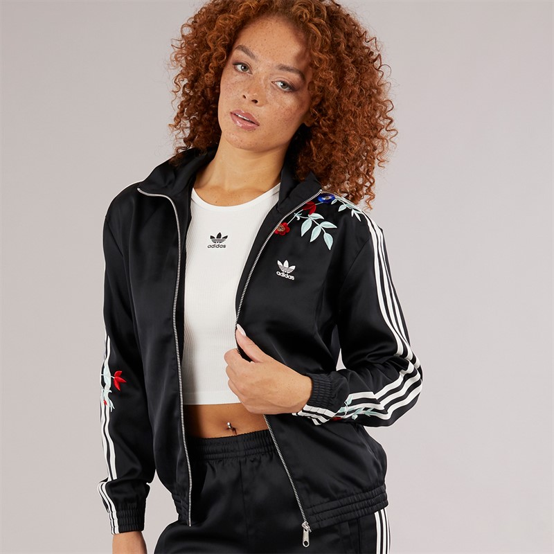 adidas Originals Womens Graphic Floral Firebird Track Top Black