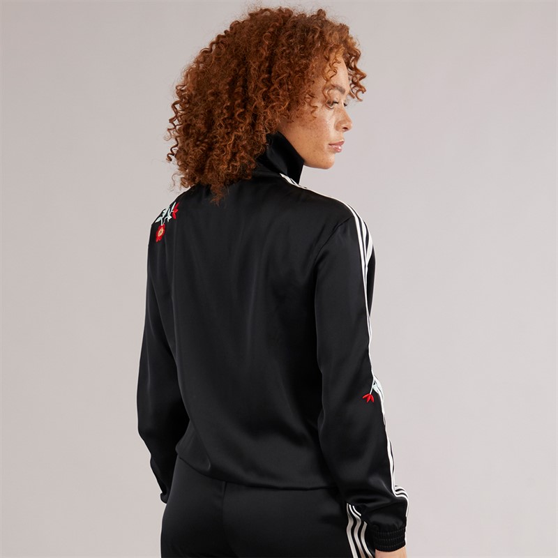 adidas Originals Womens Graphic Floral Firebird Track Top Black
