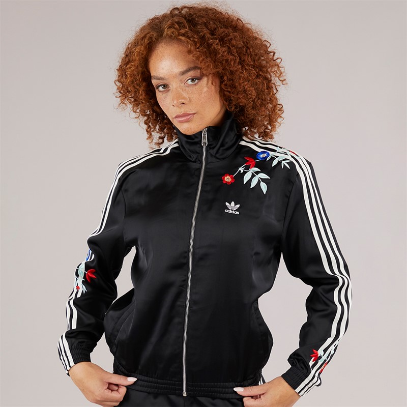 adidas Originals Womens Graphic Floral Firebird Track Top Black