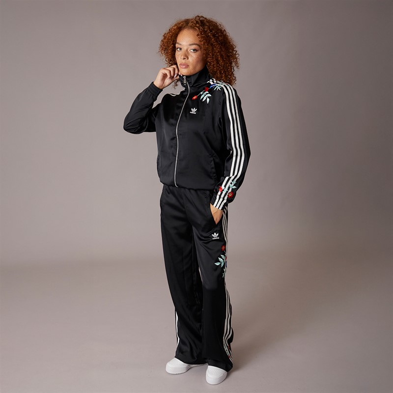 adidas Originals Womens Graphic Floral Firebird Track Top Black