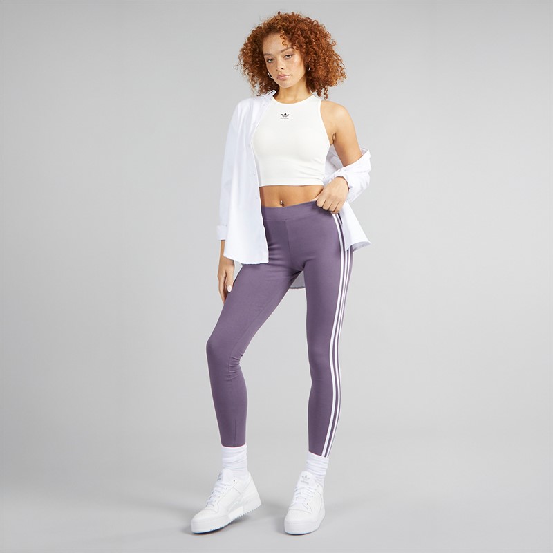 adidas Originals Womens Adicolor 3-Stripes Tight Leggings Shadow Violet/White