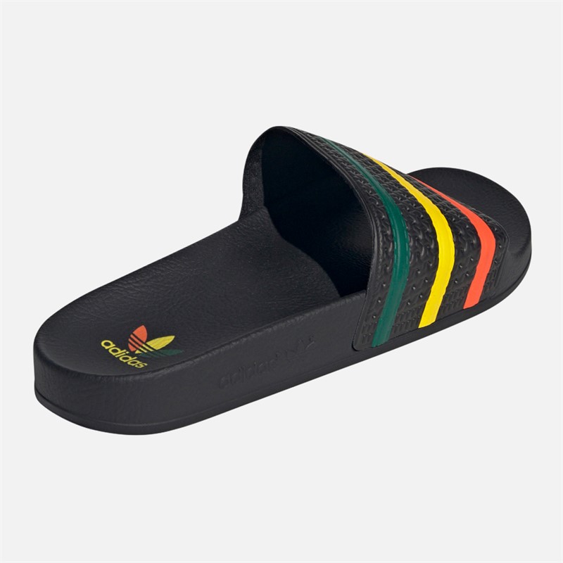 adidas Originals Mens Adilette Sliders Core Black/Yellow/Collegiate Green