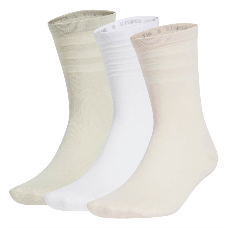 adidas Originals Womens Collective Power Mid Cut Three Pack Crew Socks Beige/White/Wonder Quartz